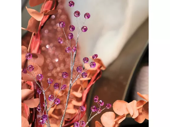 Branche de fleurs «Pastilles Cristal» en verre violet 90 cm