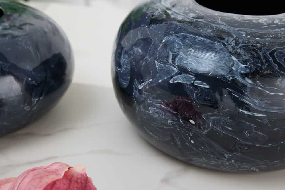 Design 2er Set Vase STONE 25cm schwarz marmoriert Handarbeit