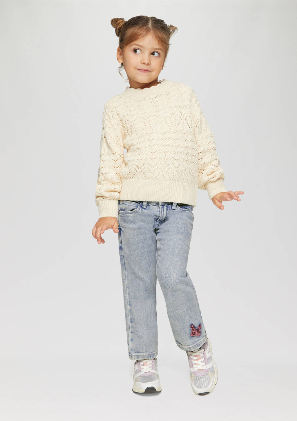s.Oliver wide leg jeans met printopdruk light blue denim