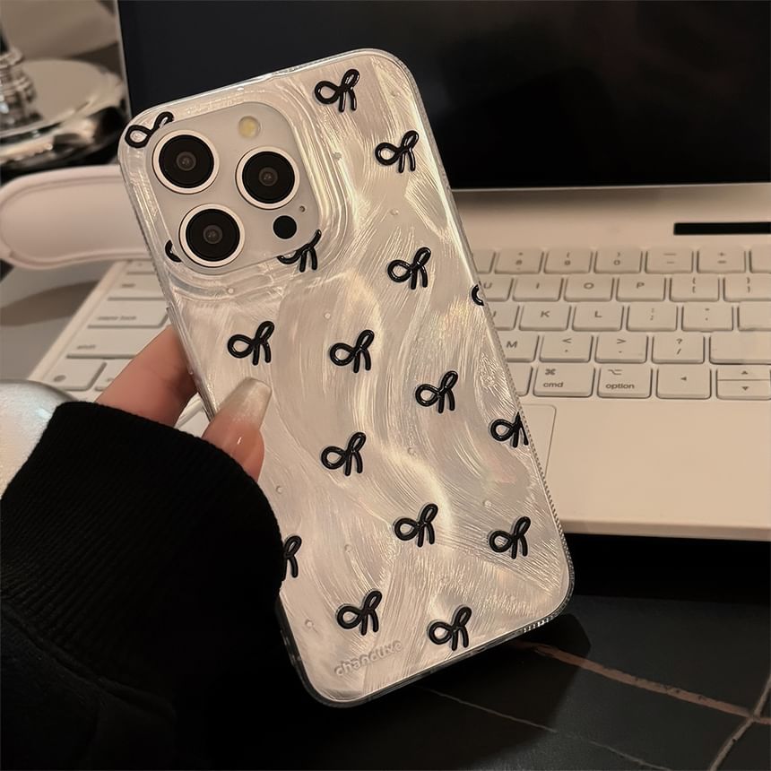 kloudkase - Bow Phone Case - iPhone 15 Pro Max / 15 Pro / 15 Plus / 15 / 14 Pro Max / 14 Pro / 14 Plus / 14 / 13 Pro Max / 13 Pro / 13 / 13 mini / 12 Pro Max / 12 Pro / 12 / 12 mini / 11 Pro Max / 11 Pro / 11
