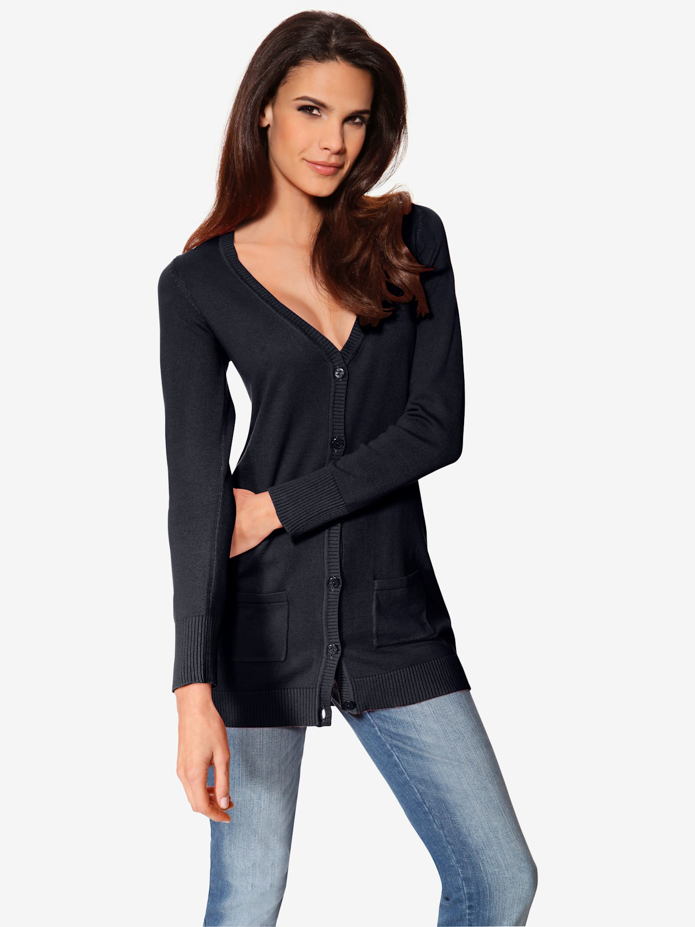 Veste en tricot fin basique incontournable, détails côtelés tendance
