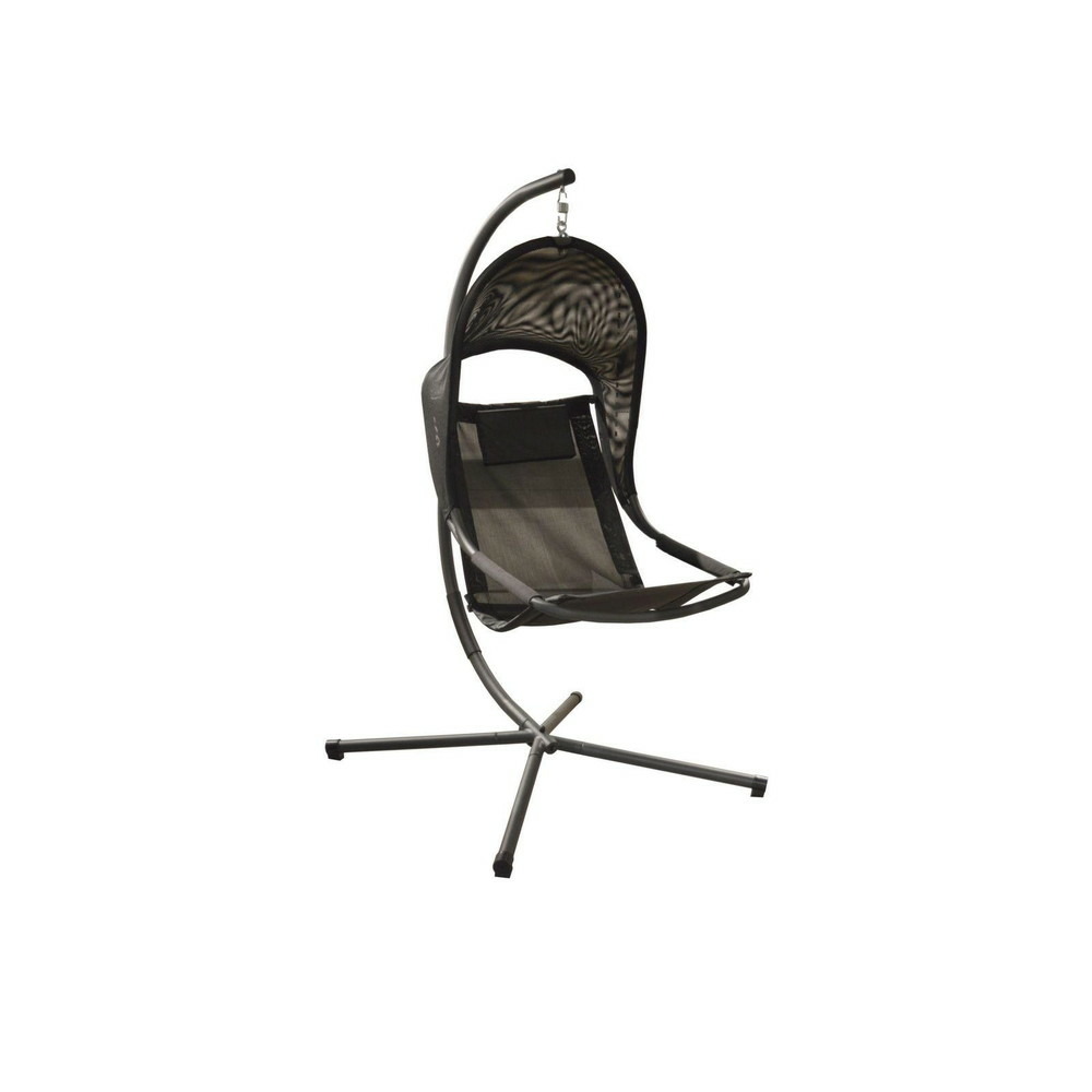 Fauteuil suspendu enya en acier avec assise en tpep - grey/noir