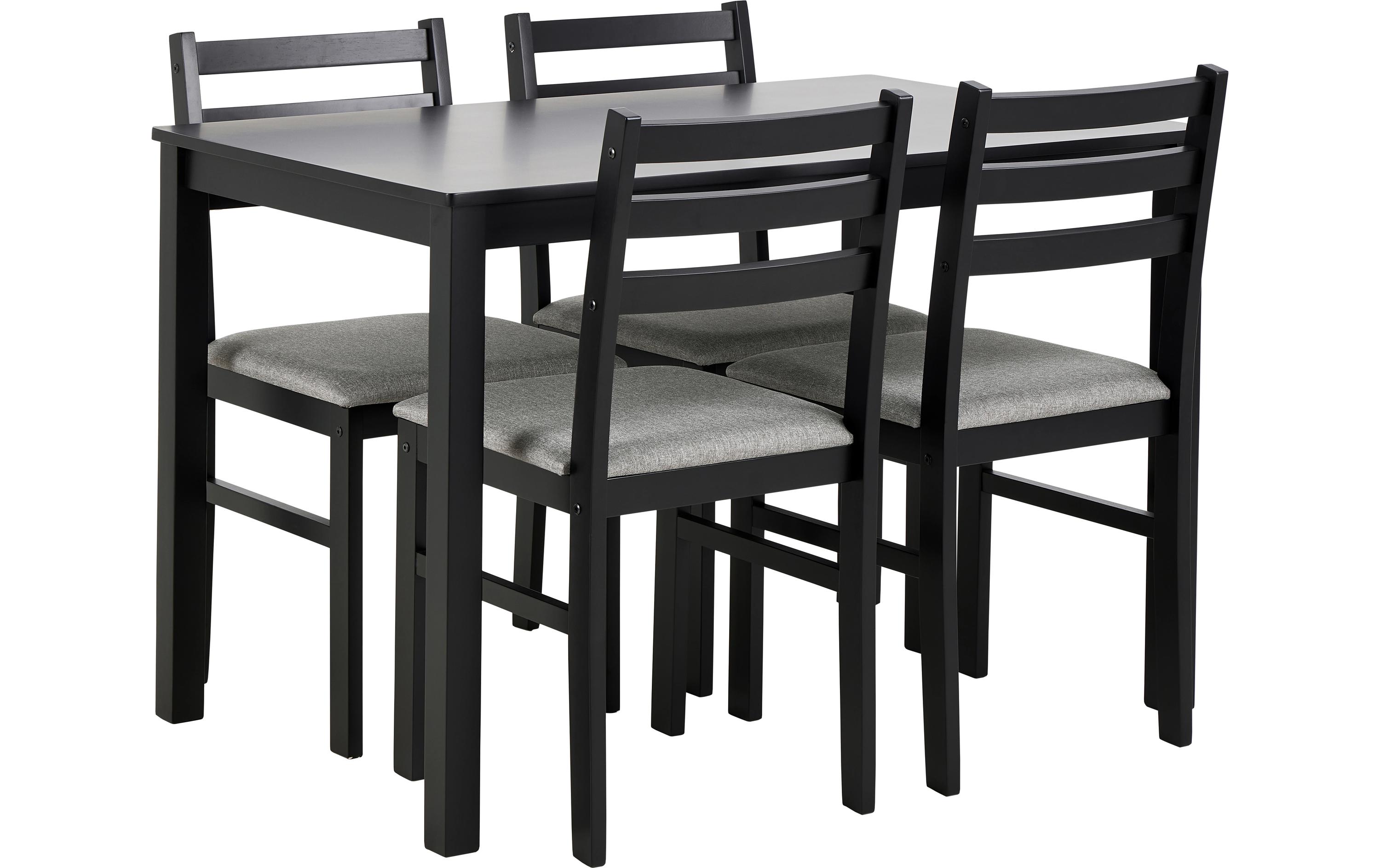 Esstisch-Set Alicante 110 x 74.5 cm, Schwarz<br>Esszimmergarnitur für 4 Personen