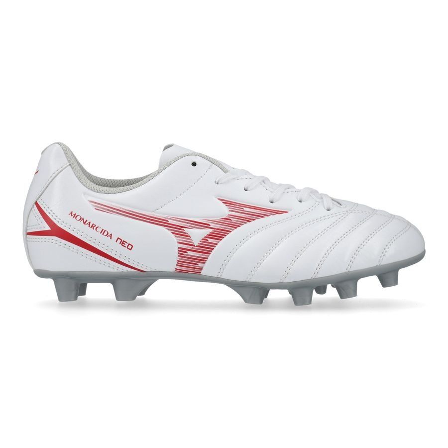 Mizuno Monarcida Neo lll Select FG Charge - Blanc/Radiant Red Enfant