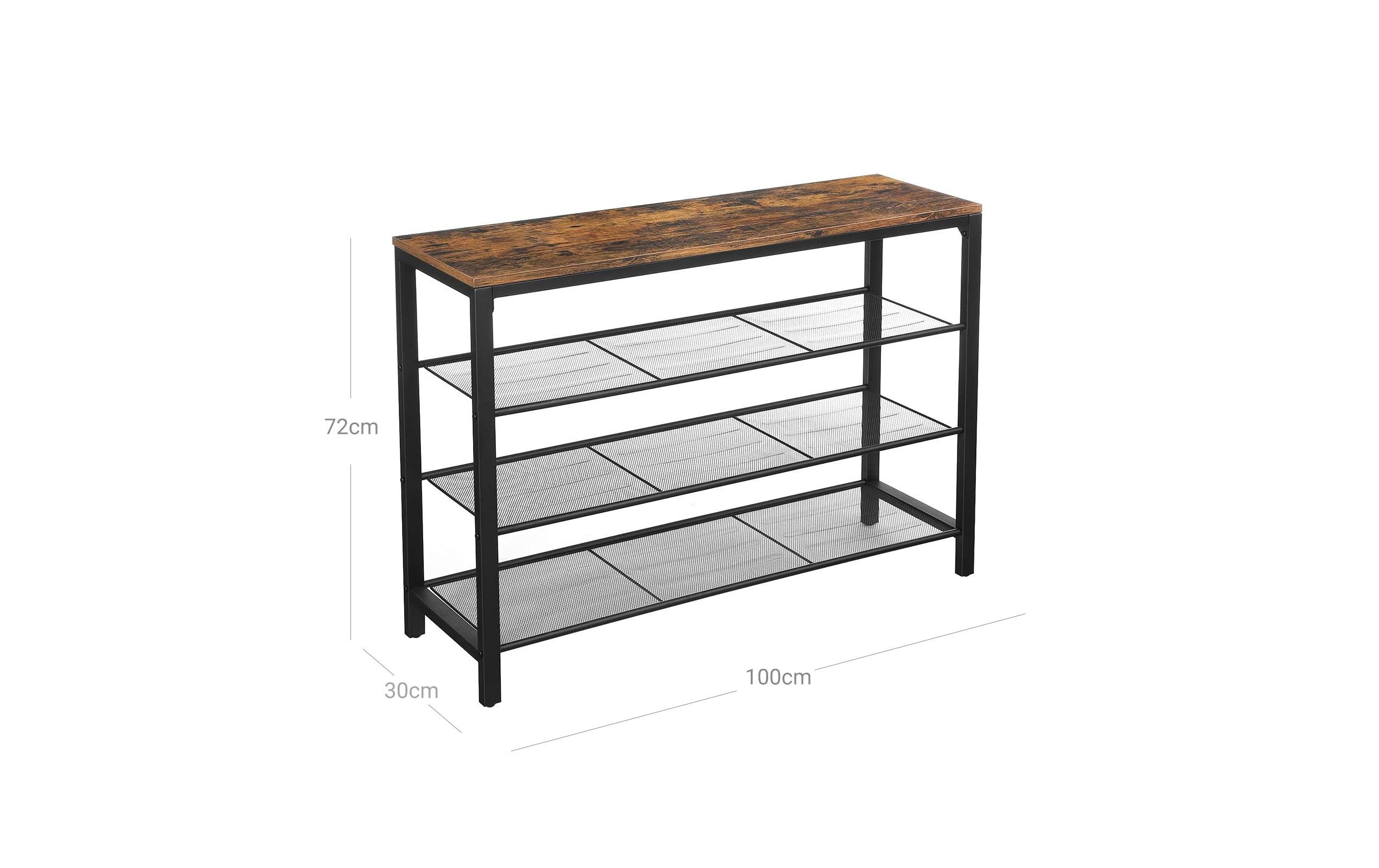 Schuhregal mit 3 Ablagen 100 x 72 cm, Braun/SchwarzSchuhgestell