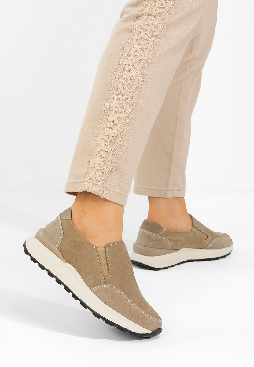 Chaussures casual femme en cuir beige Olinia