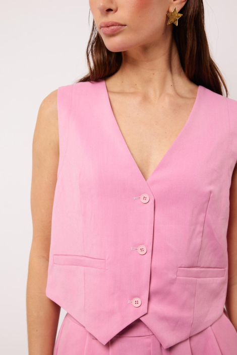 Fluresk roze dames gilet