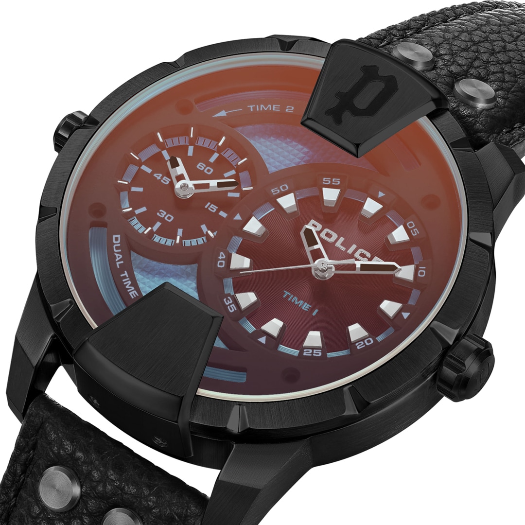 Police Huntley Dual Time Schwarz