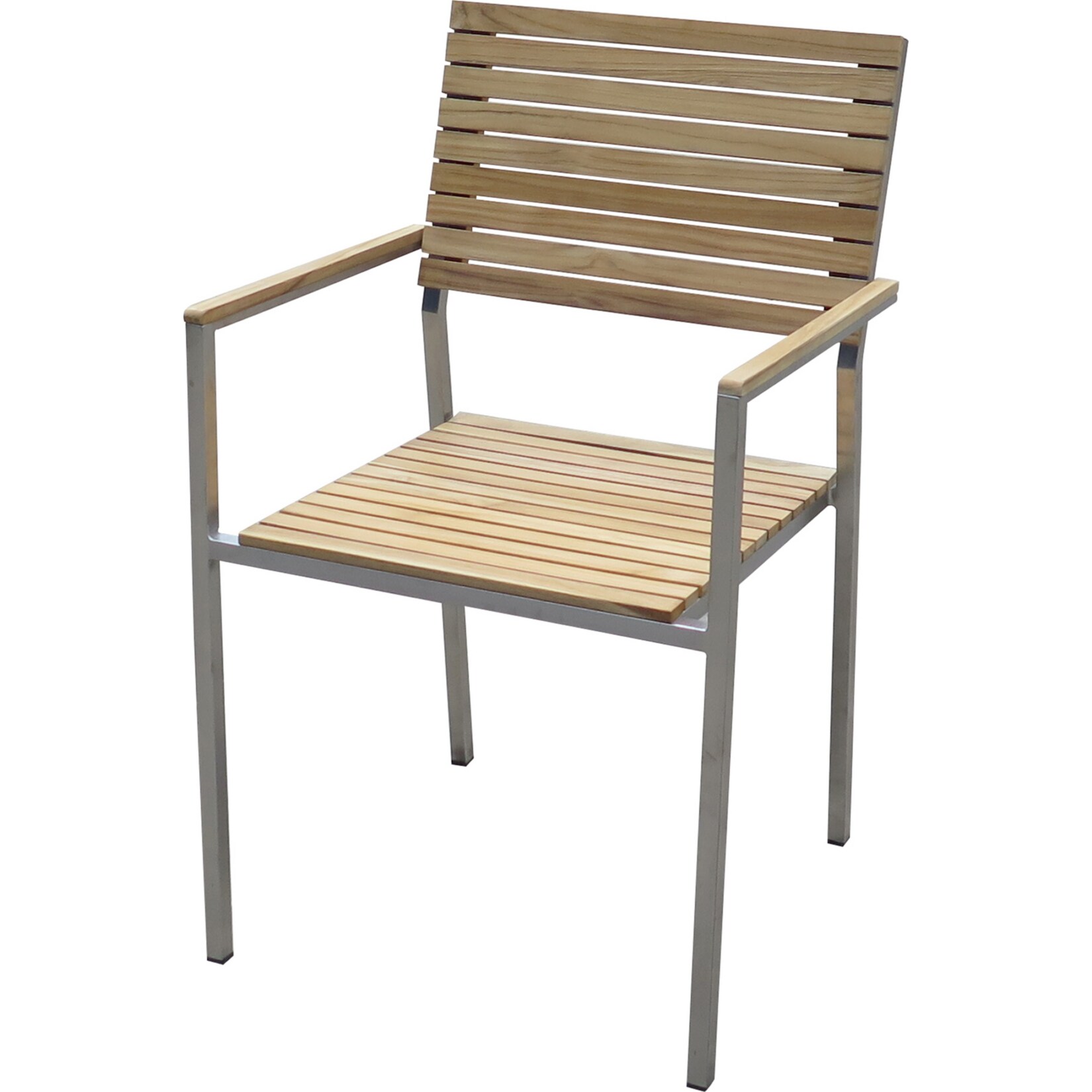 4x Teak Stapelstuhl Gartenstuhl Stuhl Set Stapelsessel stapelbar Holz Sitzgruppe