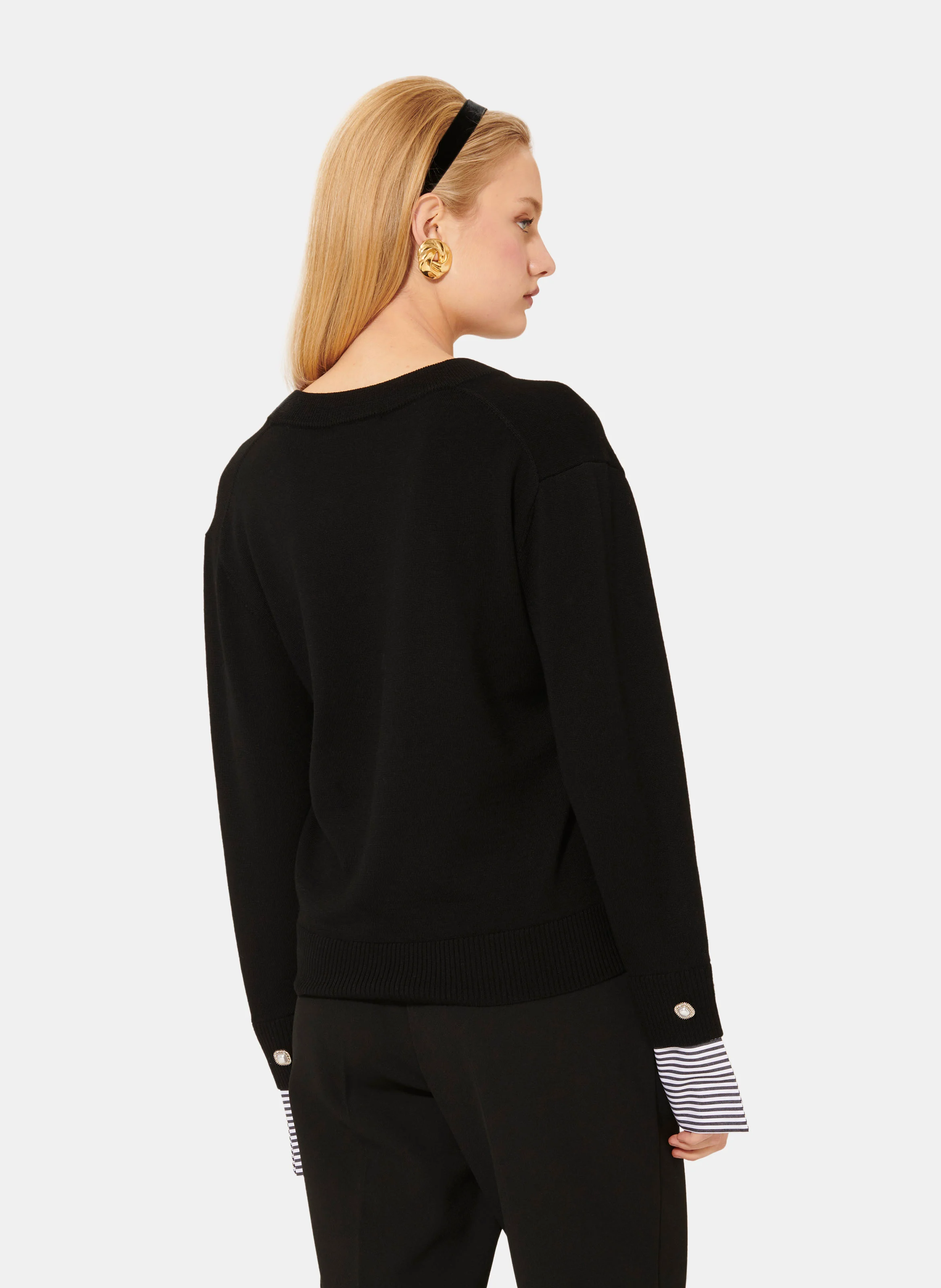 PRIMROSE - Pull col V droit en laine | Noir