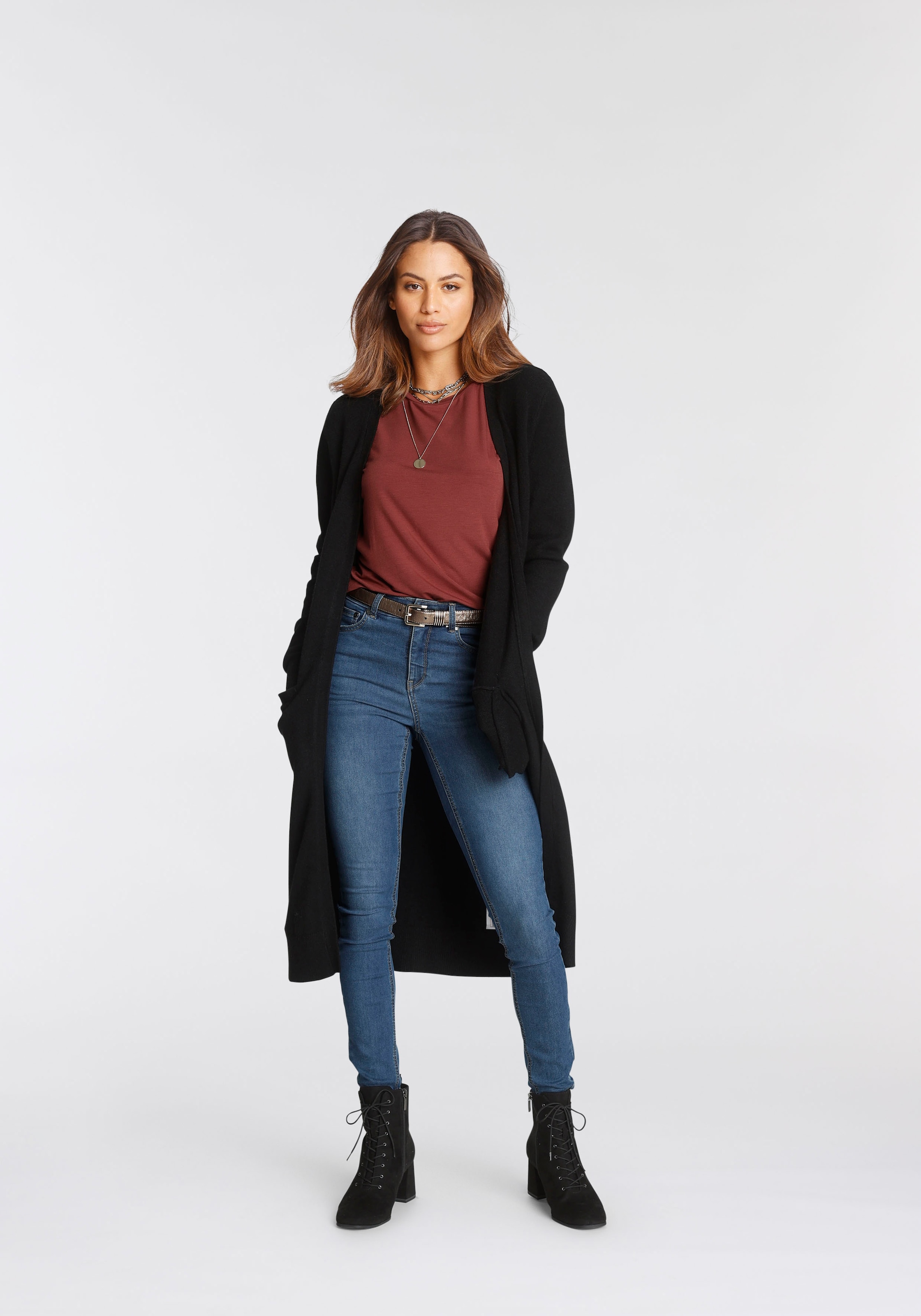 Tamaris Strickjacke in Longform aus kuschligem Viskosegestrick