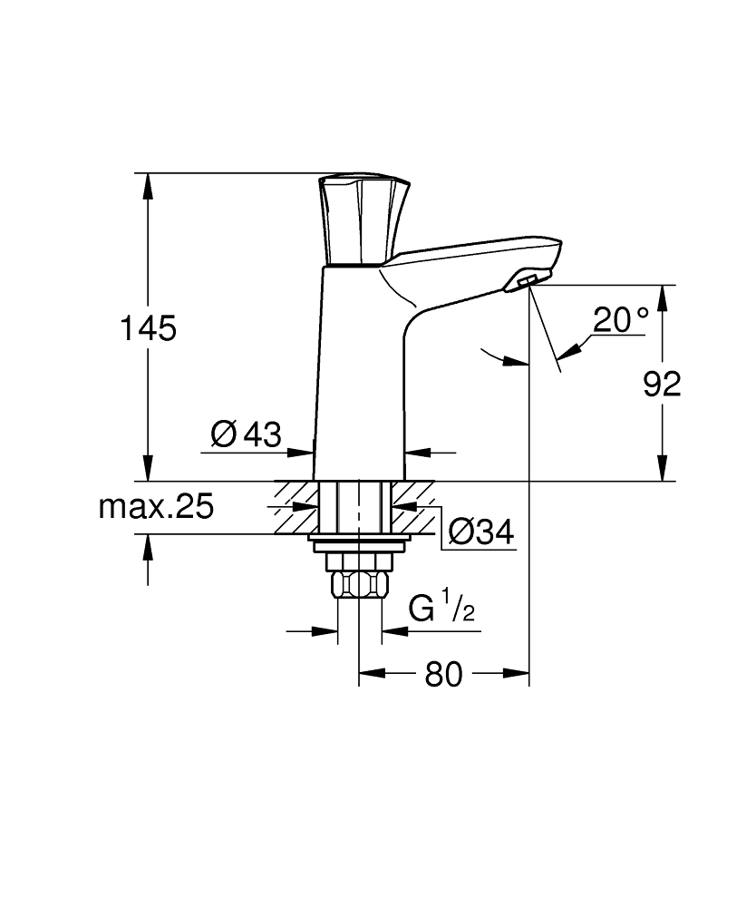 Grohe Costa-L toiletkraan hoog chroom