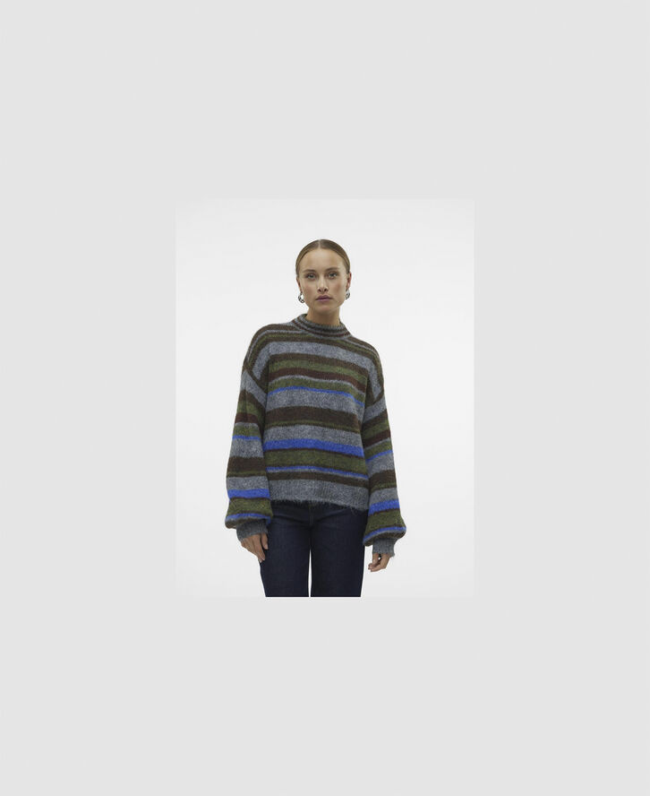 Vero Moda VMNATHALIA LS HIGH NECK KNIT VMA Nutria/multi