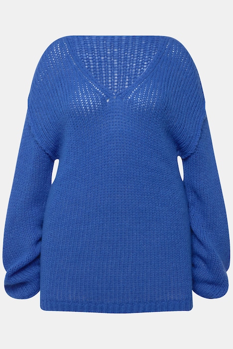 Pullover, oversized, Ballonärmel, V-Ausschnitt.