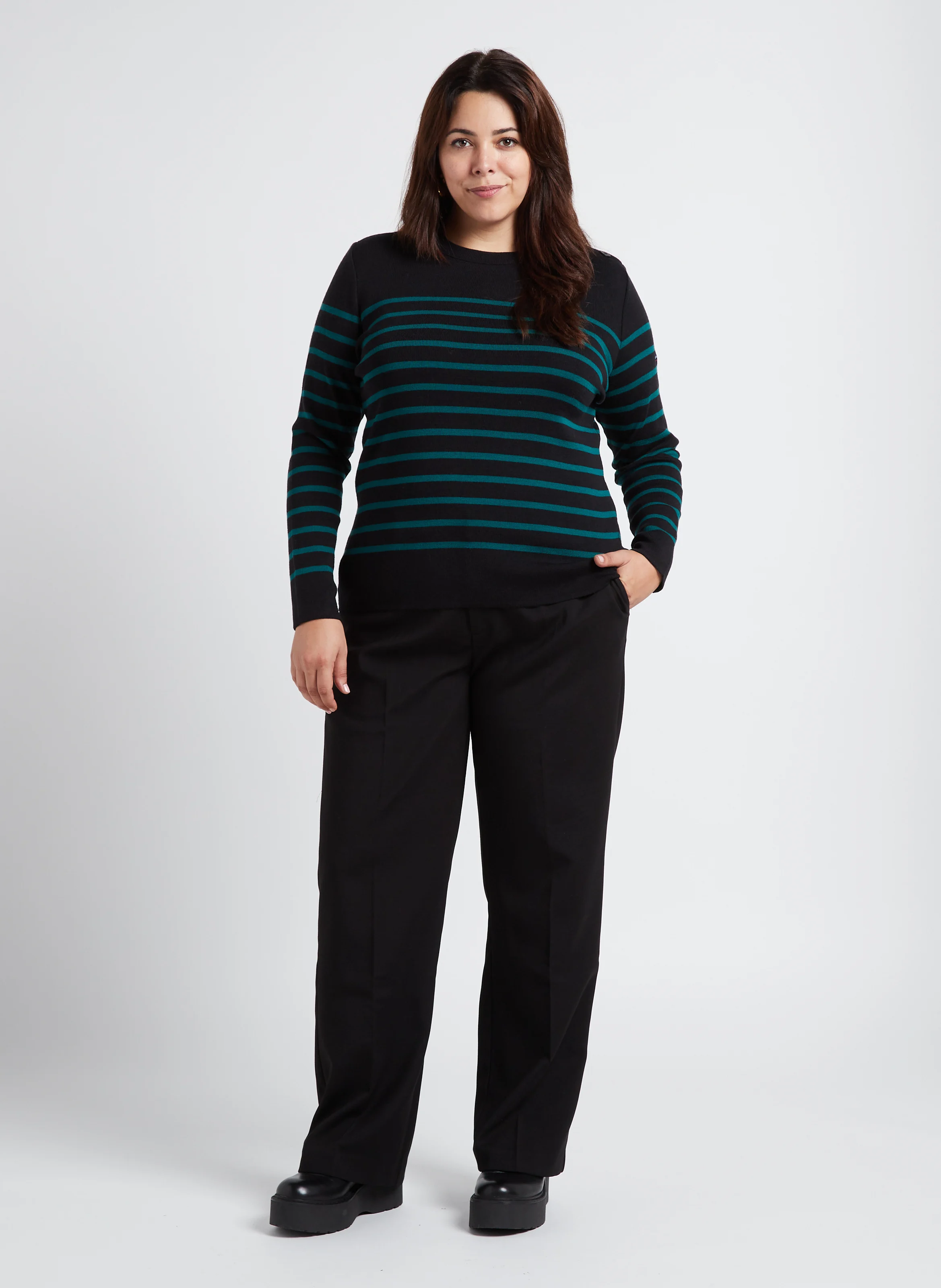 Pantalon droit stretch | Noir