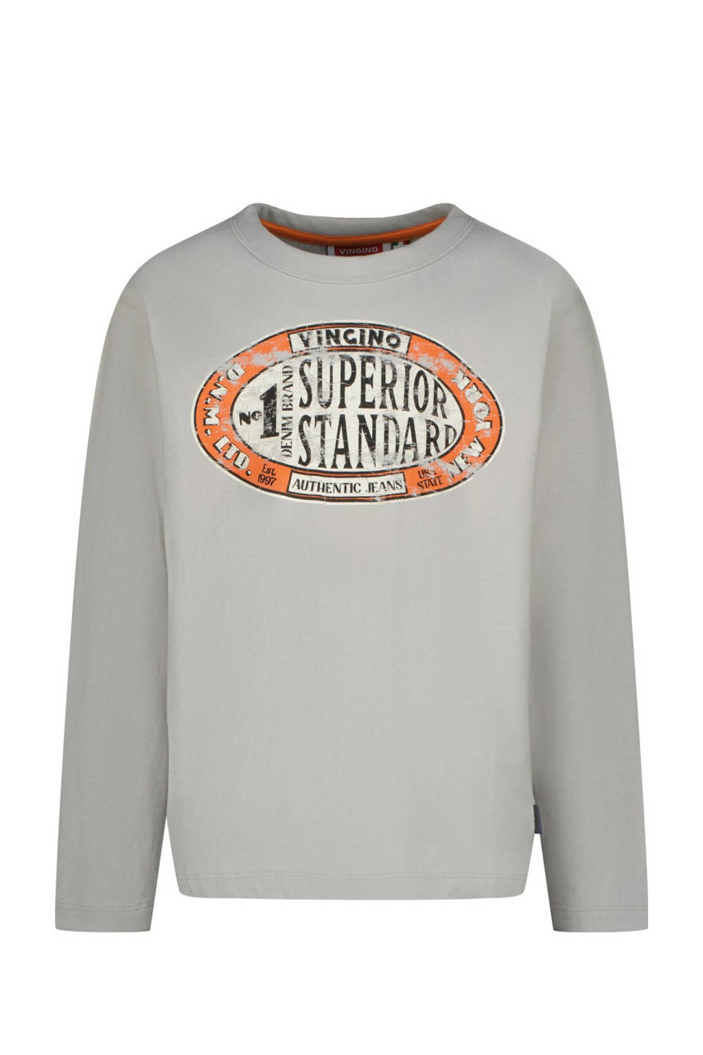 Vingino longsleeve Jean met printopdruk grijs