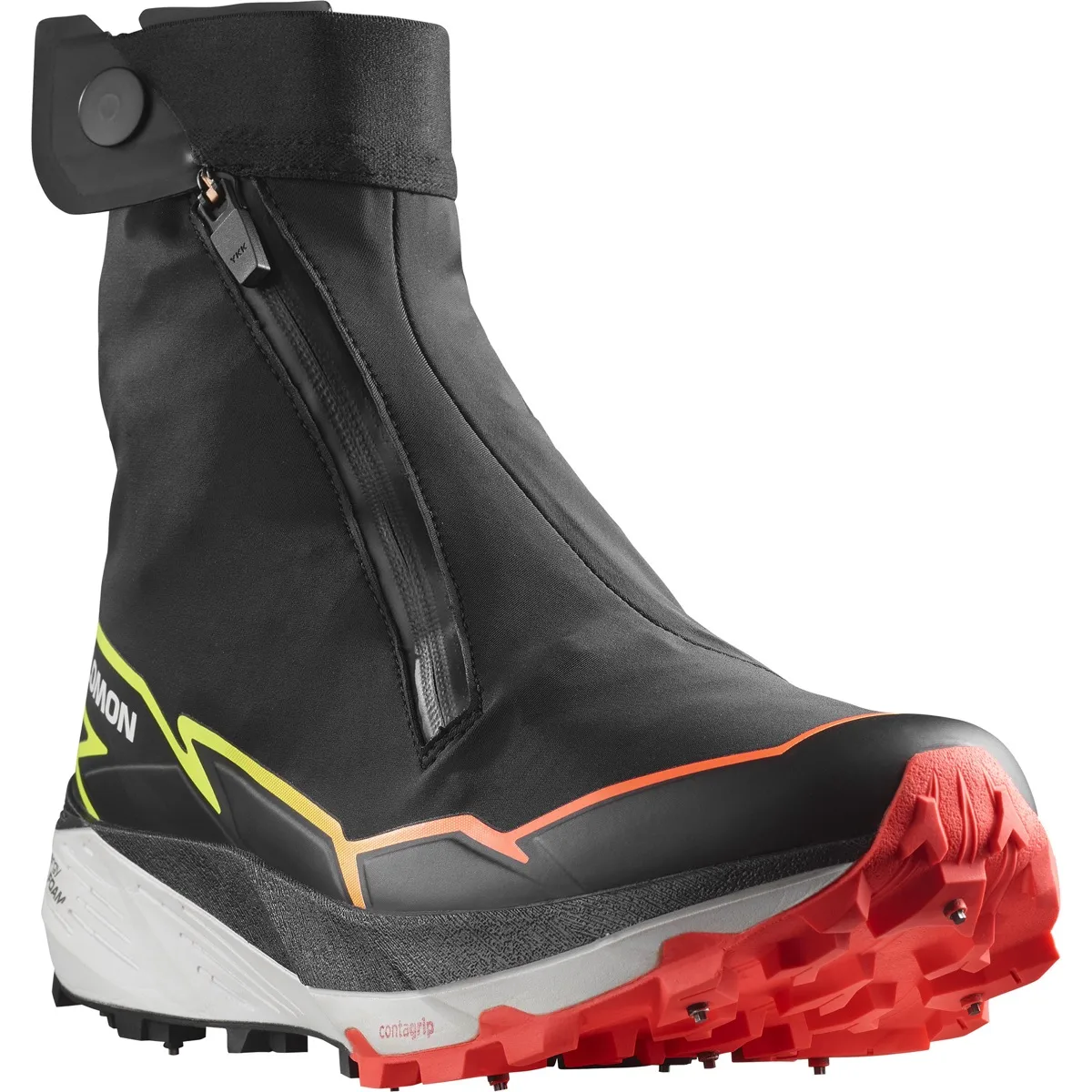 Salomon Unisex Winter Cross Spike Black/Fiery Coral/Safety Yellow