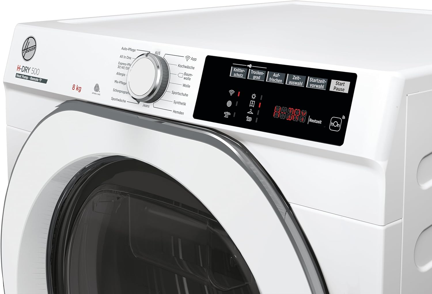 Hoover NDE H8A2TCES-84 Wärmepumpentrockner I 8 kg I Wi-Fi + Bluetooth-Technologie I AquaVision-Kondenswasserbehälter I deutsche Bedienblende