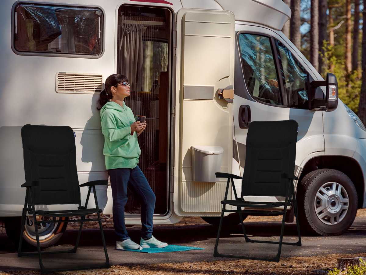 TRVLMORE 7 standen black campingstoel - Set van 2