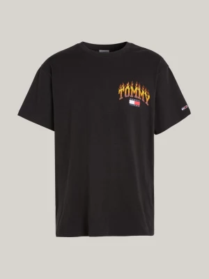 Camiseta Relaxed Fit com Logo de Chama