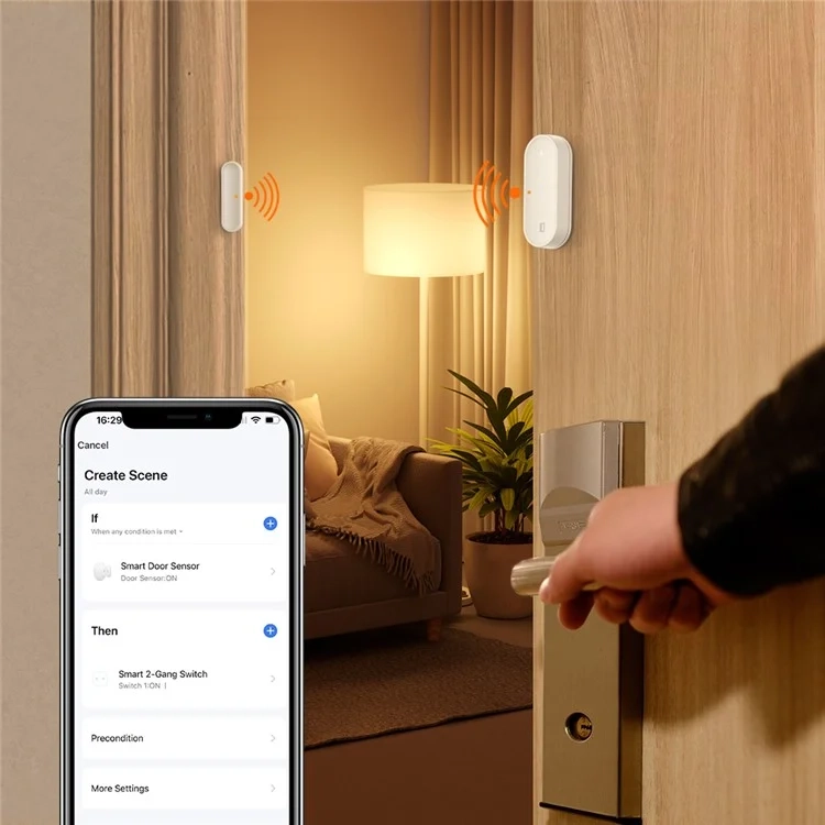 Magnetischer Smart Home Tür-/Fenster-Sensor / APP Benachrichtigung / Alarmgerät / Anti-Einbruch / Magnethaftung - Weiss