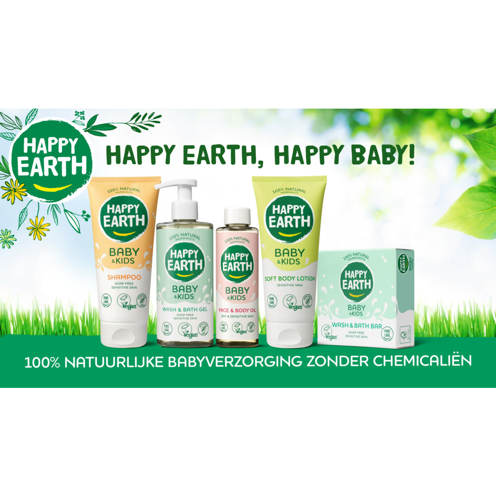 6x Happy Earth Bodylotion 100% Natuurlijk Baby & Kids200 ml