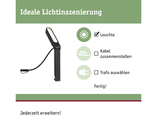 Paulmann Plug & Shine LED tuinspot 6W 450 lm 3000 K IP65 Ito verticaal enkel licht antraciet 230/24 V