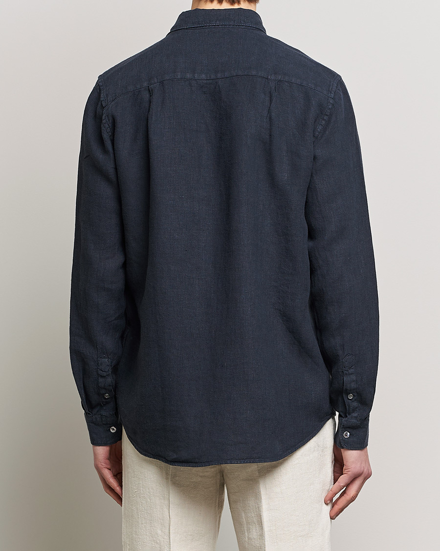 A Day's March Abu Linen Shirt Dark Navy