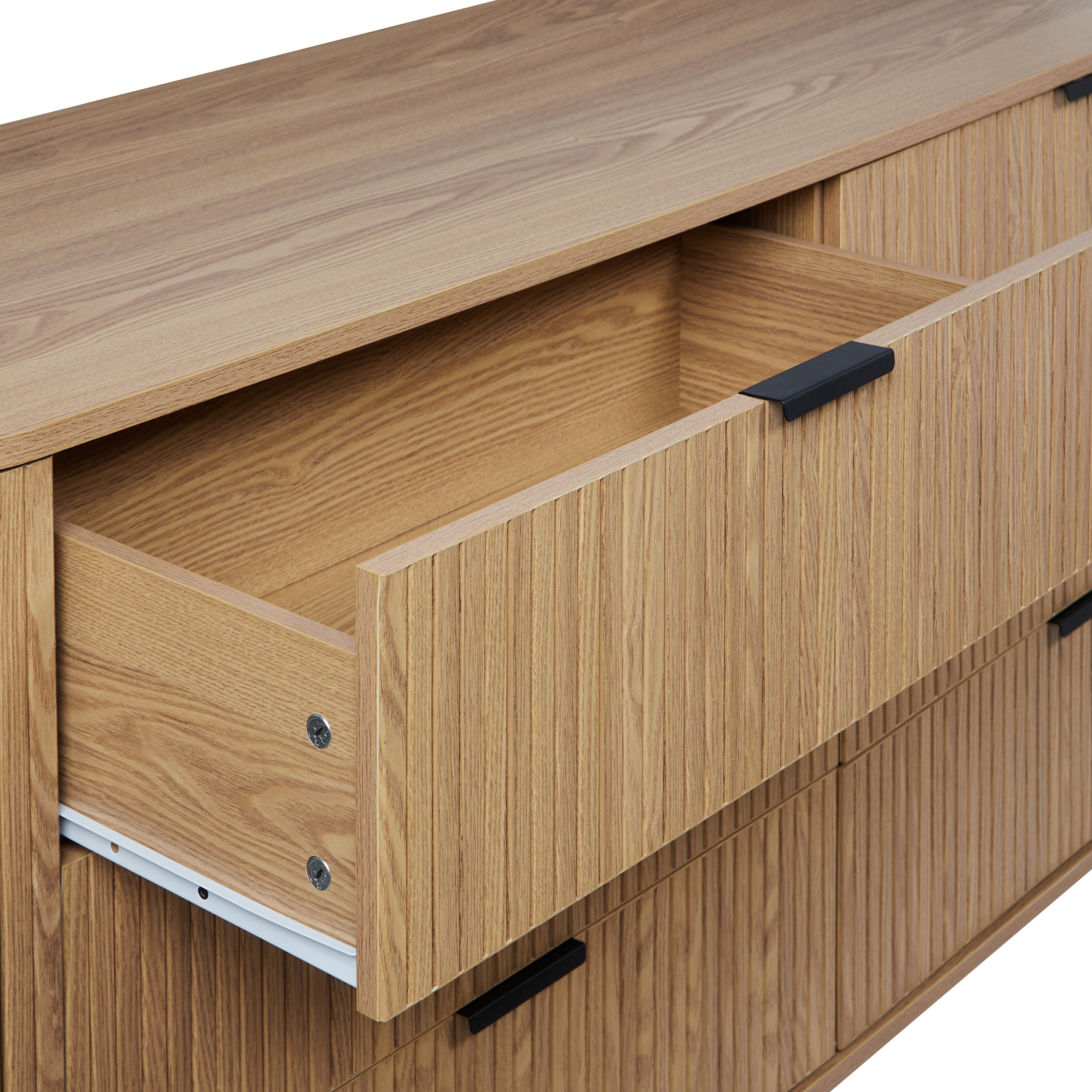 Beliani - BRADLEY - Dressoir - Lichthout|Zwart - MDf