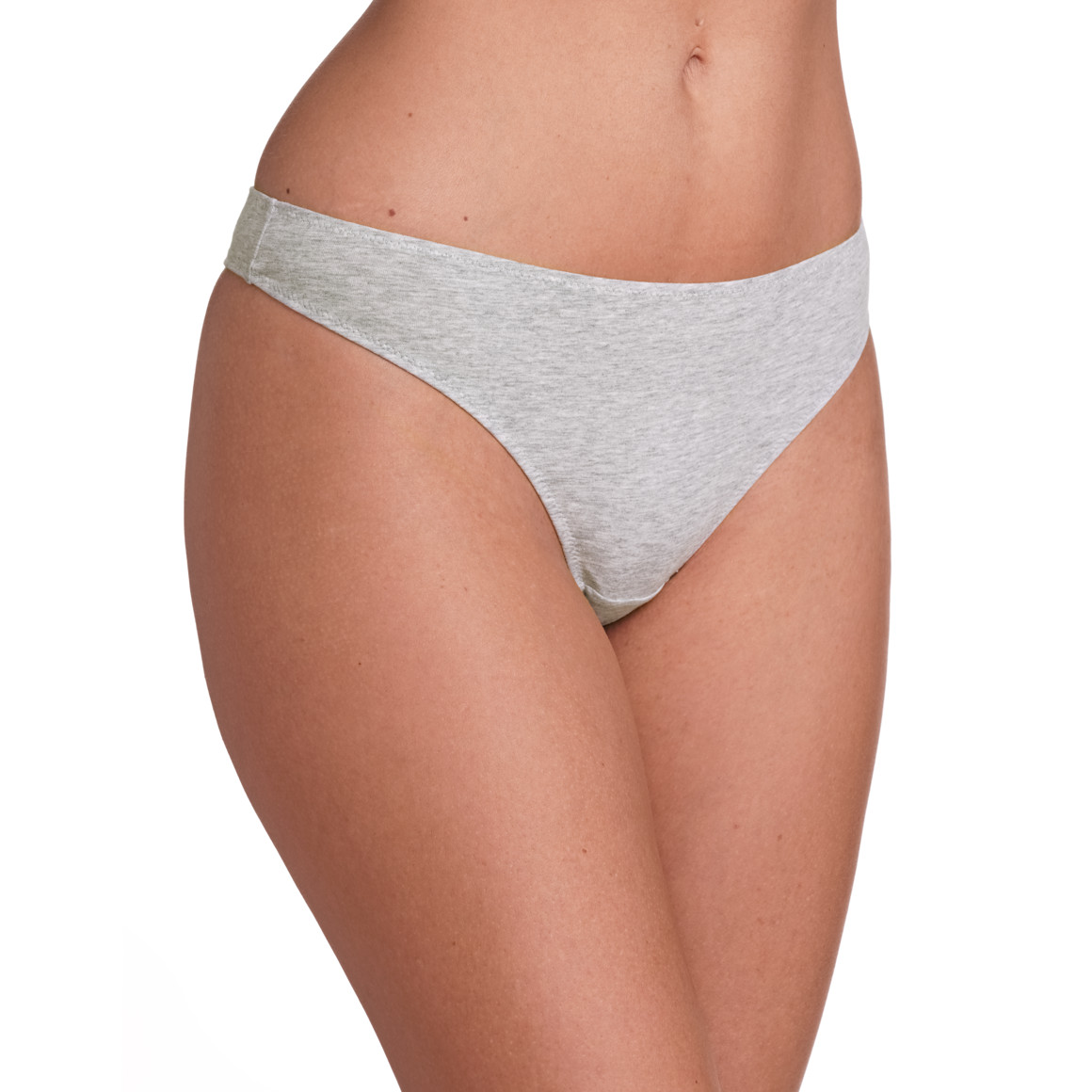 Gina Benotti 3 Damen Strings aus Baumwolle schwarz / hellgrau / hellrosa