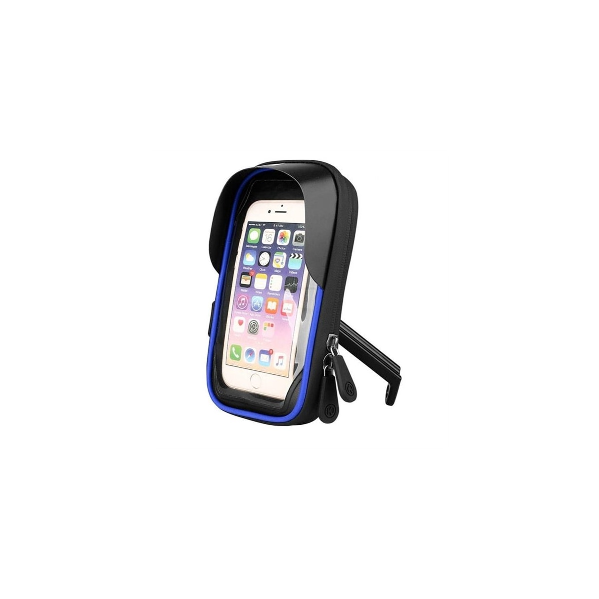Vanntett mobilholder for mountain bike med kortholder som festes på bakspeilet