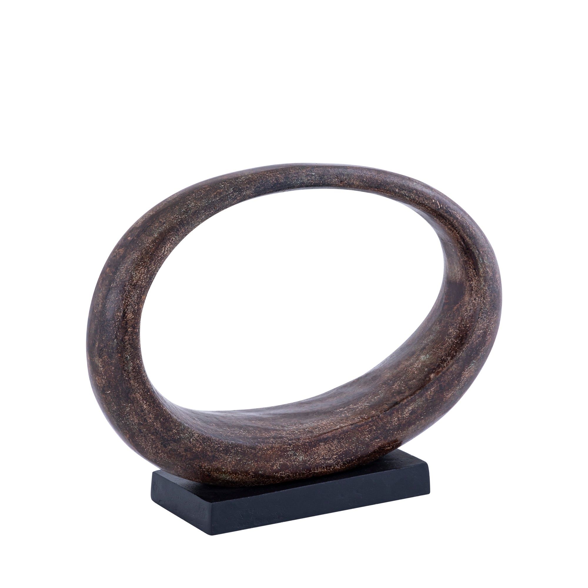 PTMD Rhubie Brown Oval Alu Casted Statue On Base Wide