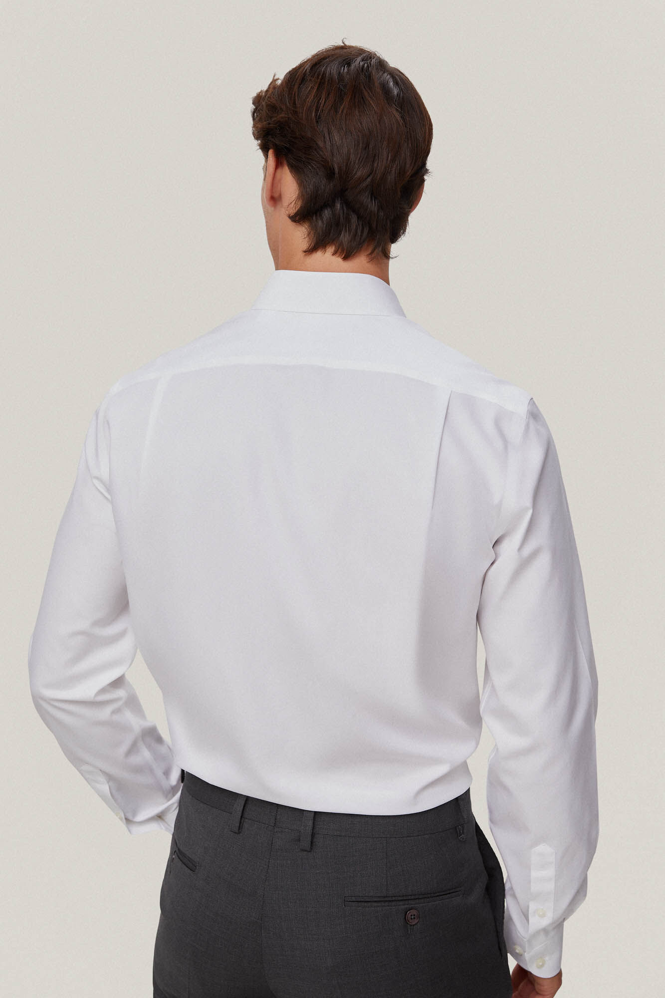 Camisa vestir pinpoint liso non iron + antimanchas - Blanco