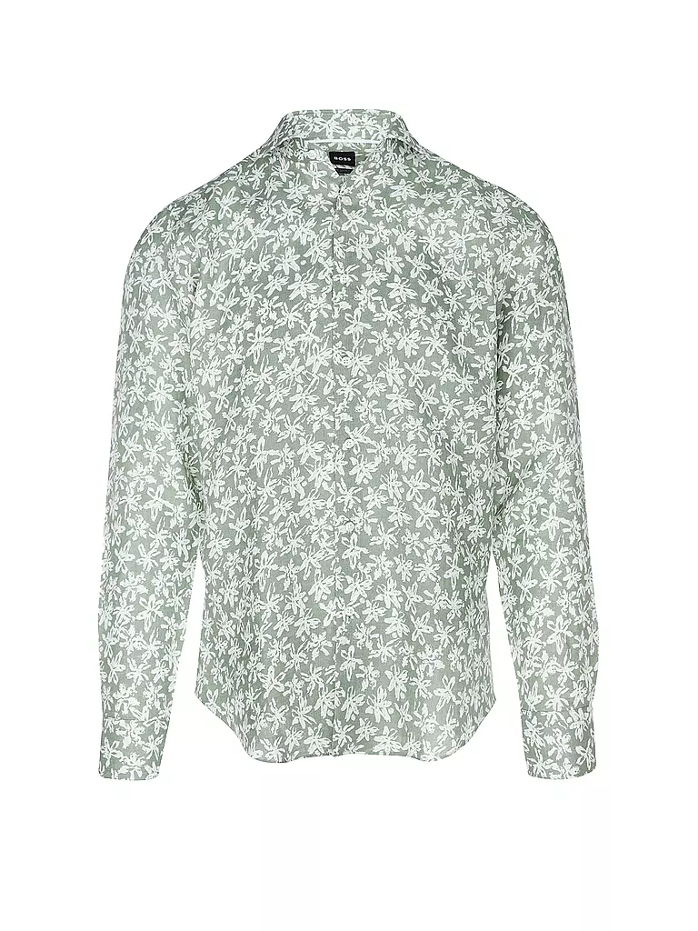 BOSS Leinenhemd Regular Fit hellgrün