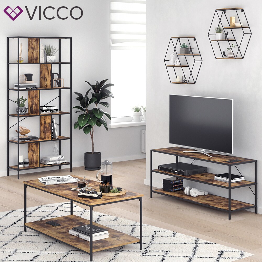 VICCO Loft Bücherregal FYRK Wandregal Standregal Aufbewahrung 180x80x30 Vintage