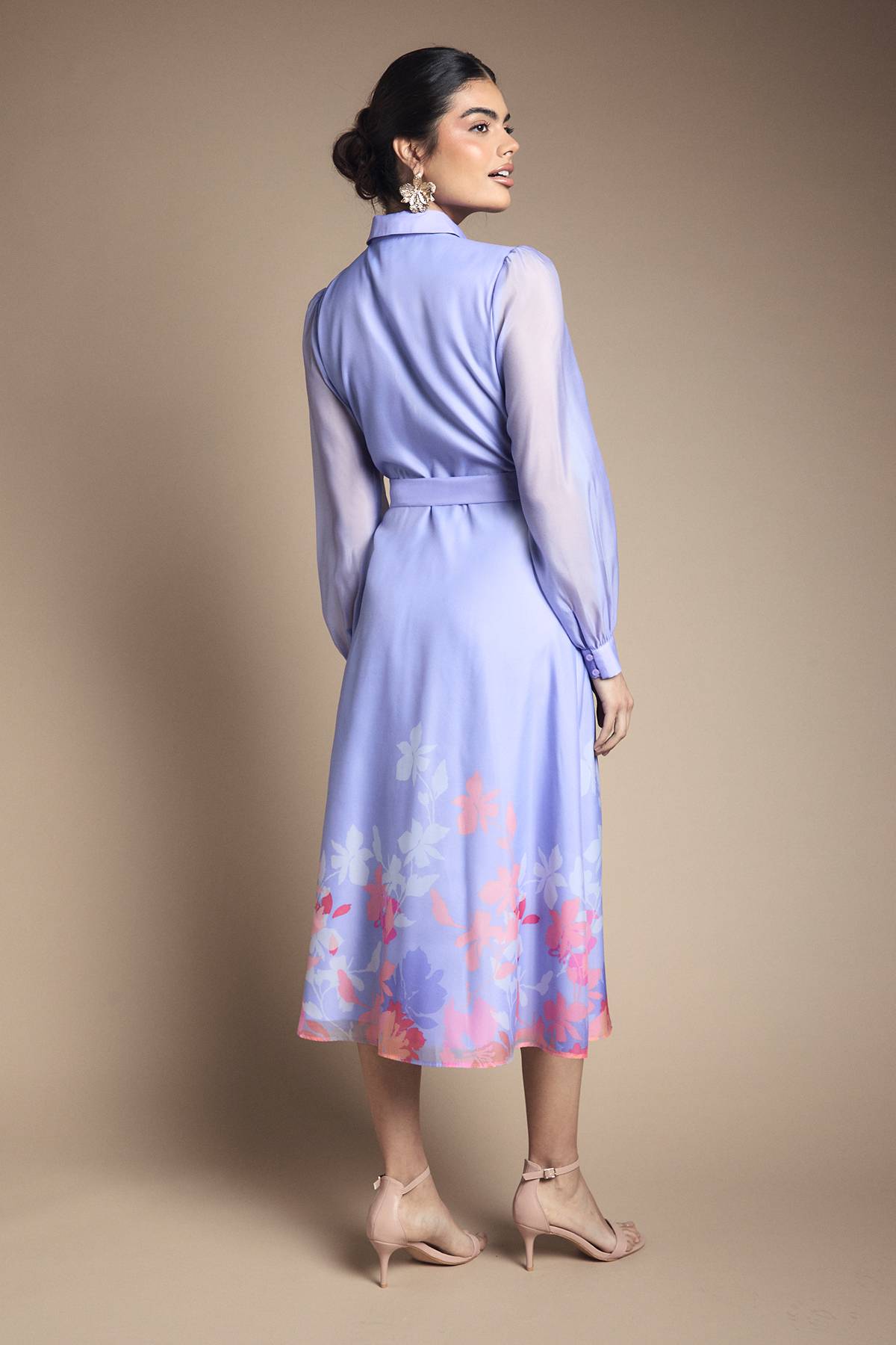 Wallis Robe Chemise À Ceinture En Organza Fleuri
