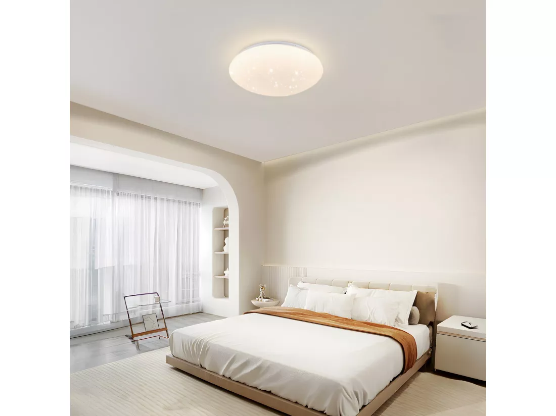 NETTLIFE Plafonnier LED 25 cm rond 12 W 4000 K cuisine chambre couloir ciel étoilé blanc neutre pour enfant escalier