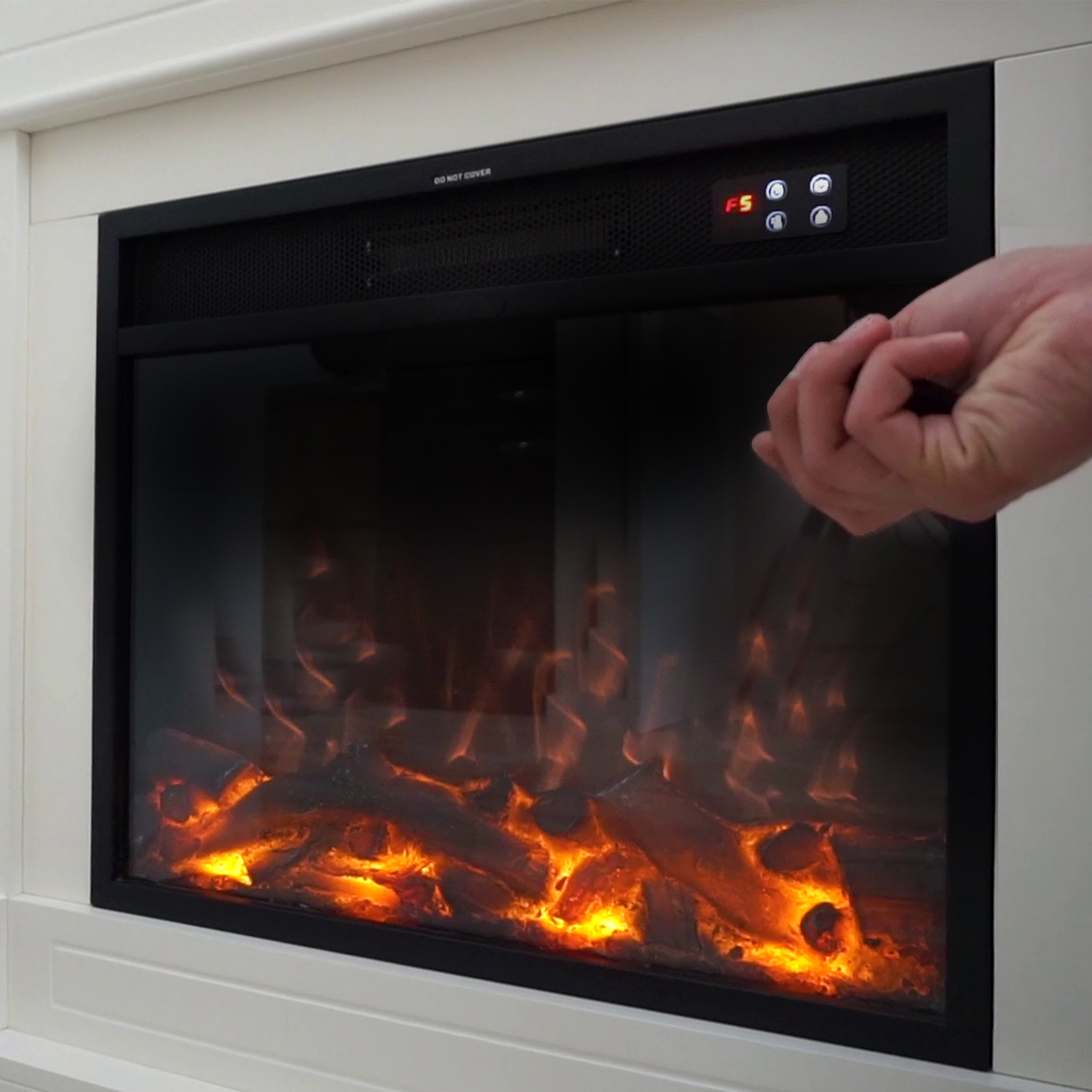 Cheminee murale 1500w caminetto fuego omar blanco