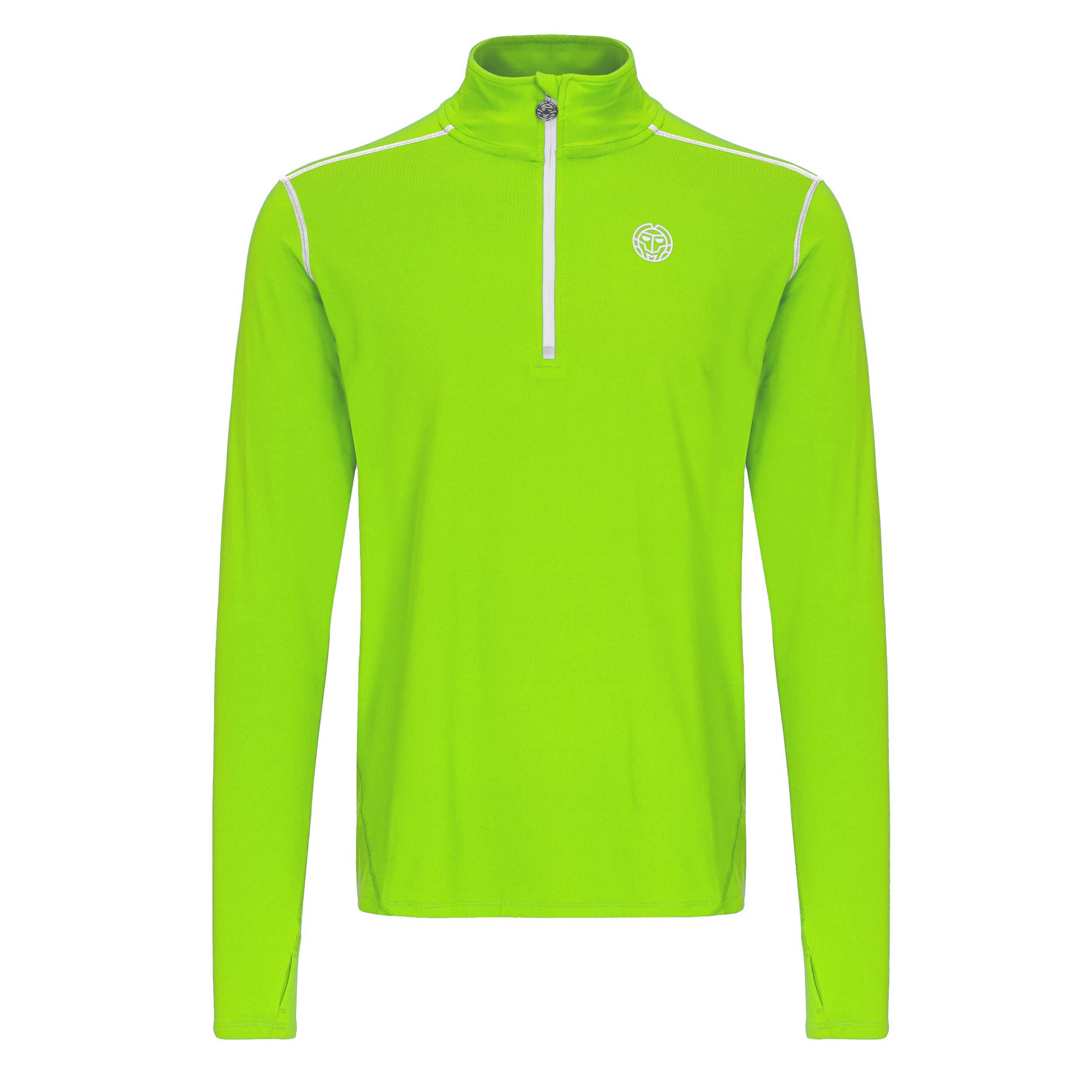 BIDI BADU Zac Tech Half Zip Haut Manches Longues Hommes - Vert Fluo , Blanc