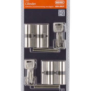 NEMEF veiligheidscilinder NF2 30/30 mm SKG 2-sterren gelijksluitend (4 stuks)