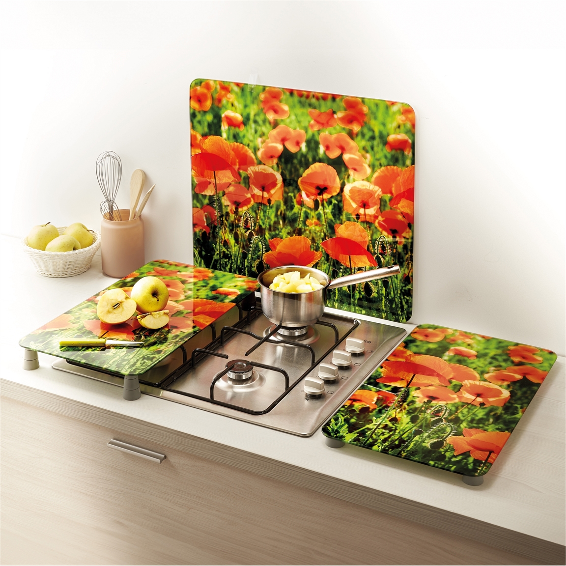 2 couvre-plaques ou mur coquelicot