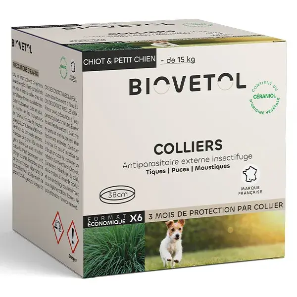 Biovetol - Antiparasitário - Coleira para Cães de Pequeno Porte (38 cm marrom) - 6 unidades
