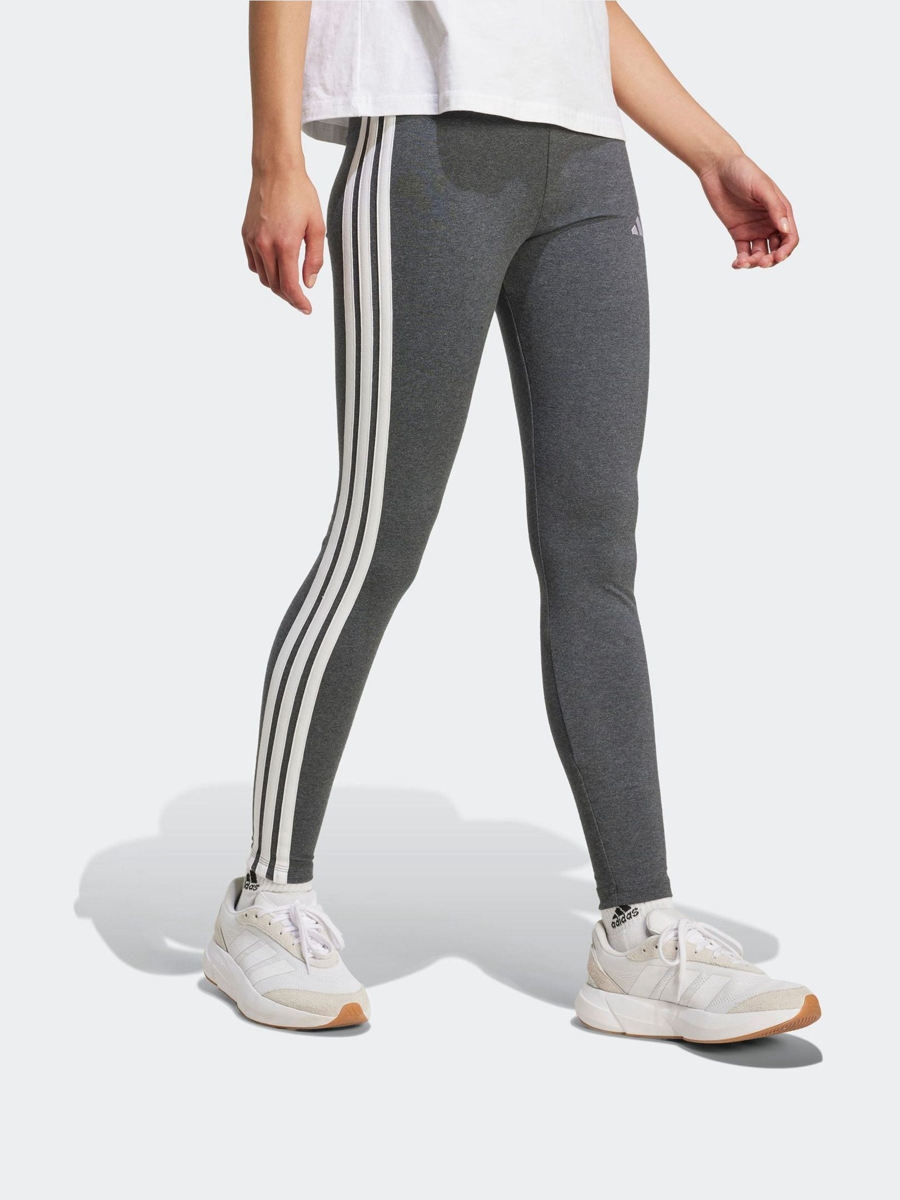 Grijs - adidas Essentials katoenen legging met 3 strepen