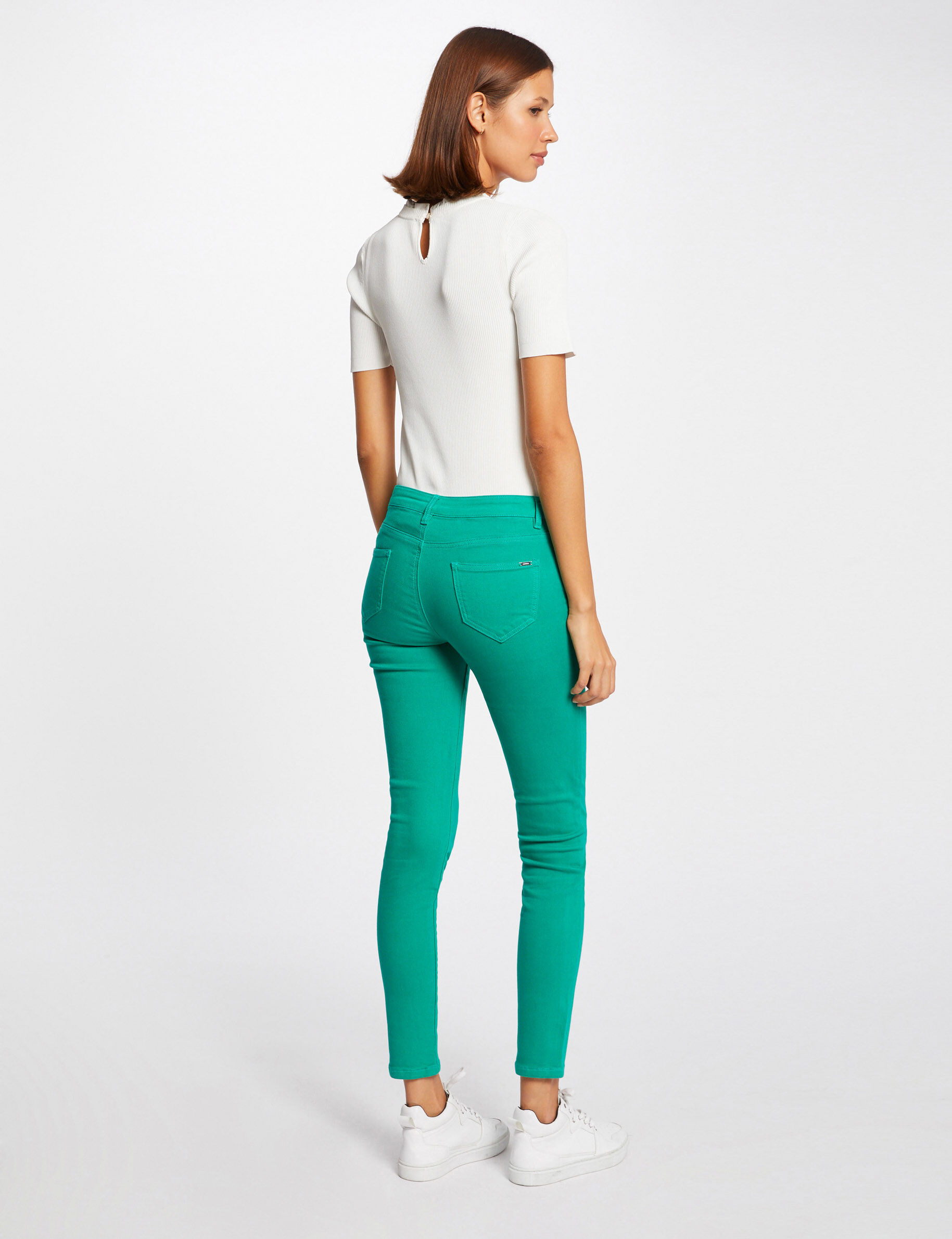 Jeans skinny taille basse vert moyen femme - vert_moyen