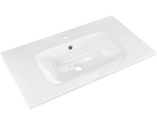 Pelipal Sunline 121 badkamermeubelset, BxHxD 81 x 200 x 46 cm, hoogglans witte fronten, met mineraalstenen wastafel, badmeubel en spiegelkast met LED-verlichting