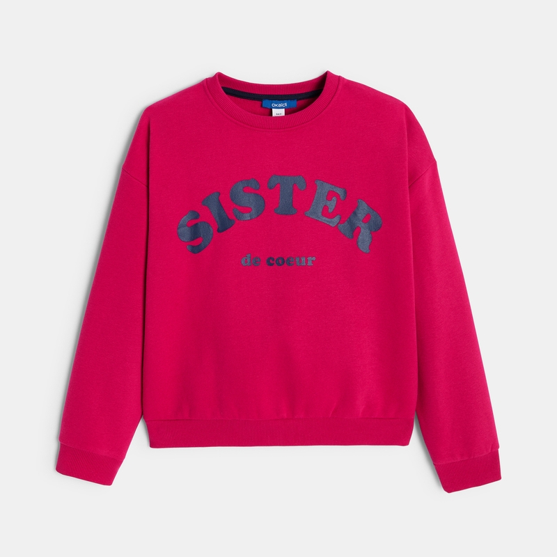 Sweat-shirt à message rose fille