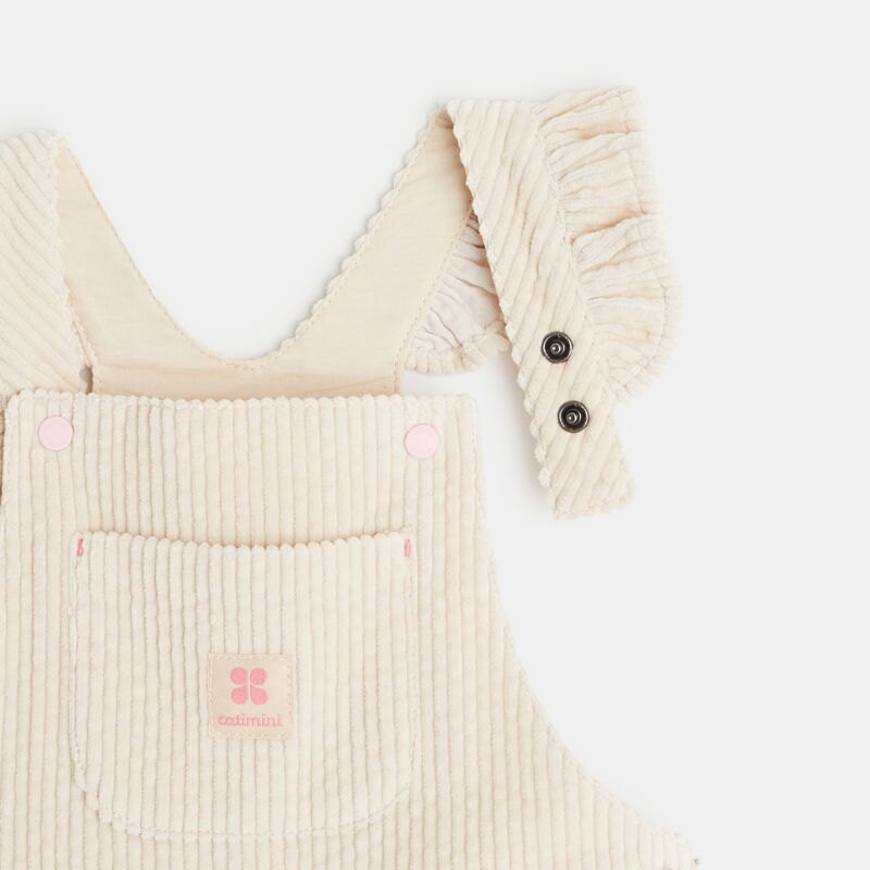 Salopette bébé fille velours côtelé crème Catimini Blanc