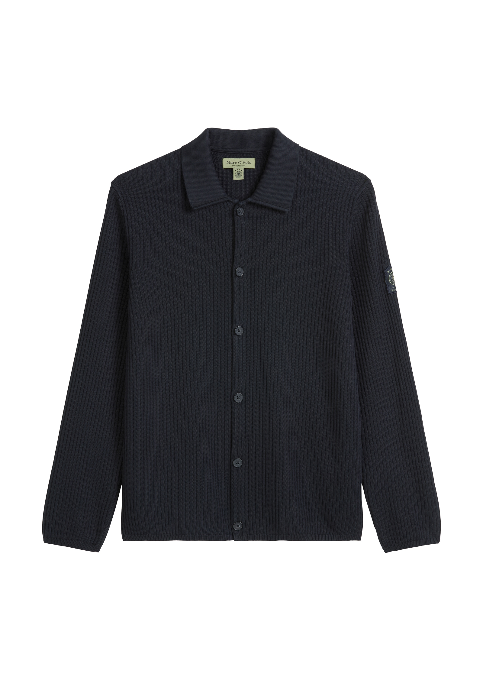 Marc O'Polo Strickjacke »DFB Travel Collection« aus reiner Bio-Baumwolle, regular Fit, elastische Rippstruktur,