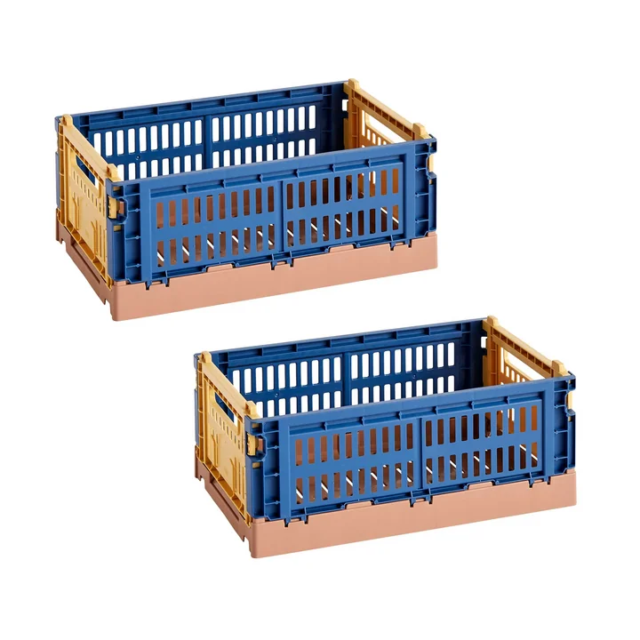 HAY - Colour Crate Mix Korb S, 26,5 x 17 cm, dark blue, recycled (2er Set)