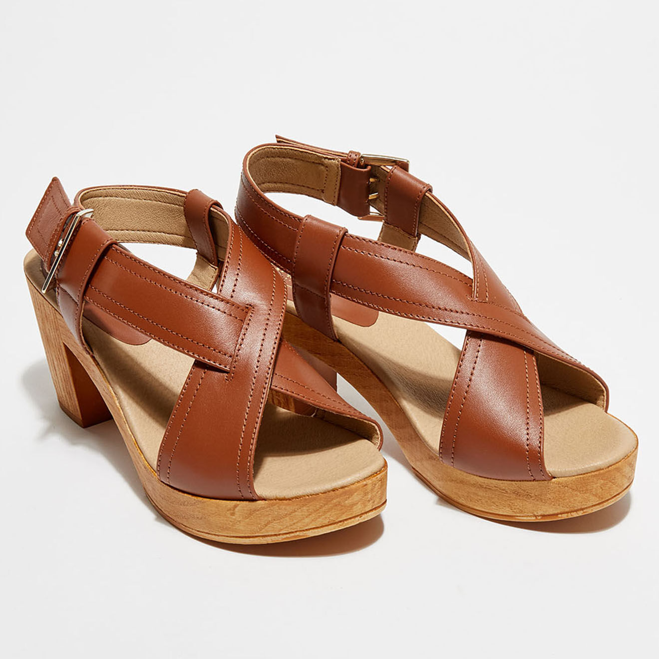 Apologie Studio Sandales en Cuir Layla marron - Talon 8 cm